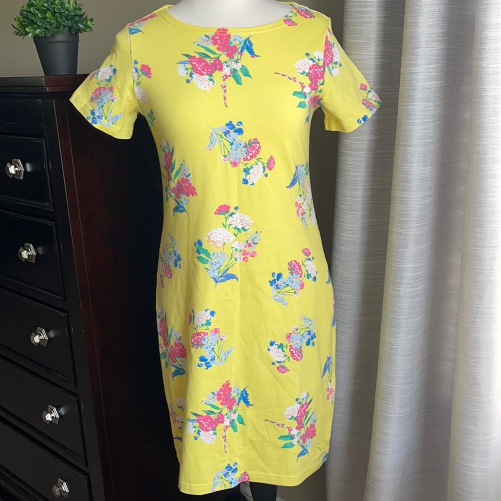 Joules Riviera yellow floral cotton dress size 6
